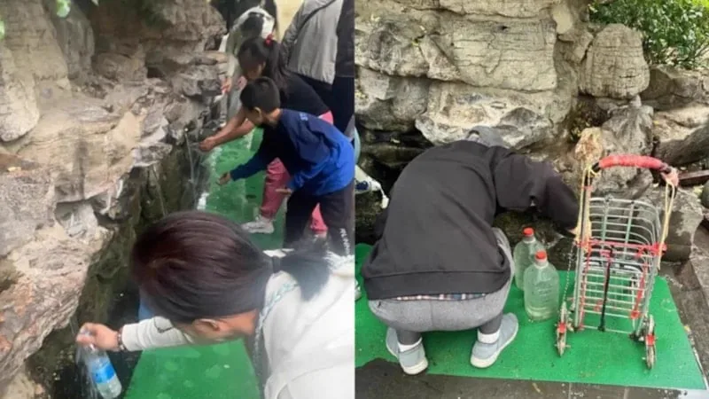 Turistlerin peşinden koştuğu kaynak suyu: Bir damlası için saatlerce bekliyorlar